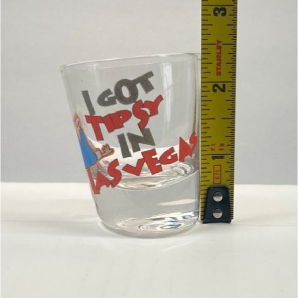 Tilted Shot Glass I Got Tipsy in Las Vegas Slanted Gambling Drunk Passed Out - Picture 6 of 7
